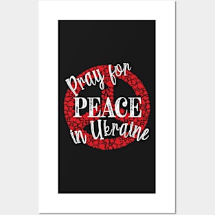 PRAYING FOR PEACE RED HEART PEACE SYMBOL DESIGN Posters and Art